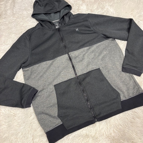 Hurley Men’s Dri-Fit Disperse Blocked Full Zip Hoodie Jacket black & Gray Sz XL - Picture 3 of 12